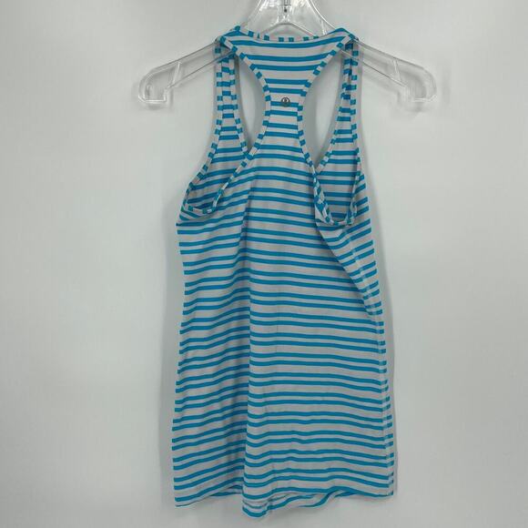 Lululemon Cool Racerback Tank Top Size 8 Blue White Stripe - Picture 5 of 10